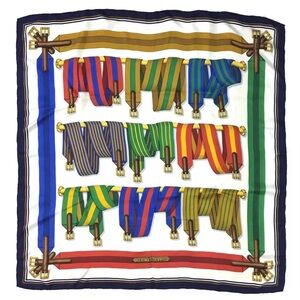 HERMES Les Sangles Carre 90 Silk 100% Scarf Multicolor/HE4157